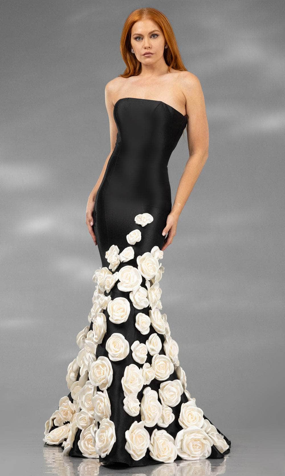 Terani Couture 251GL4184 - Floral Appliqued Straight Neck Evening Gown - view 8