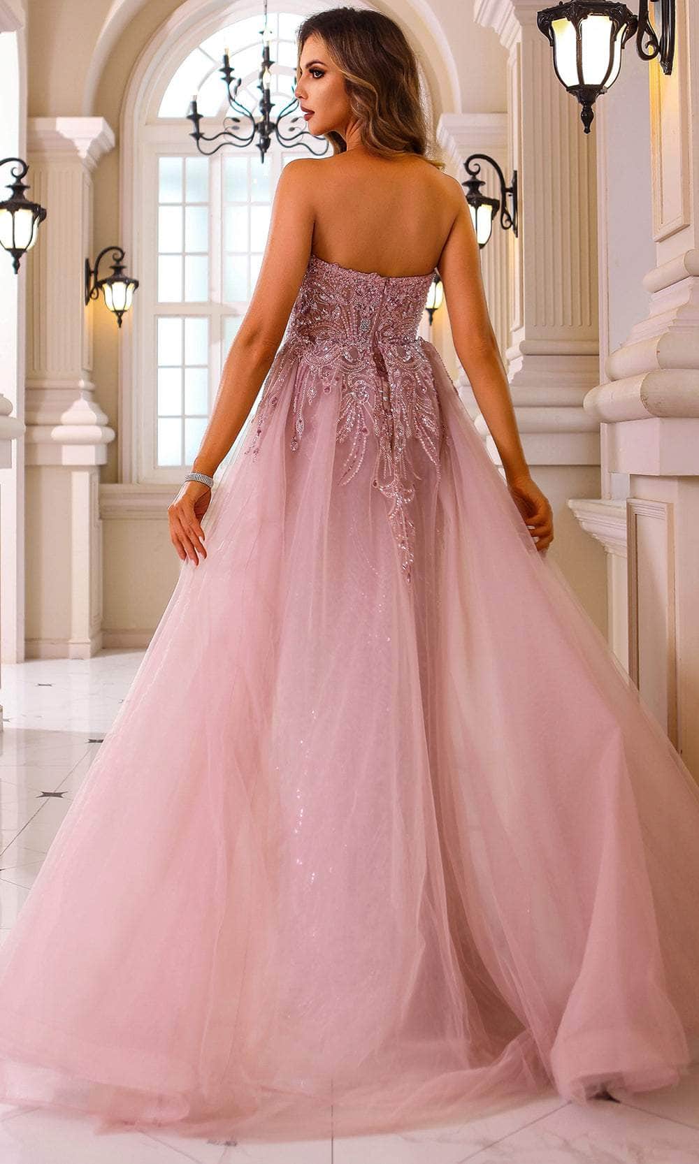 Terani Couture 251GL4312 - Beaded Tulle Bodycon Evening Gown - back view