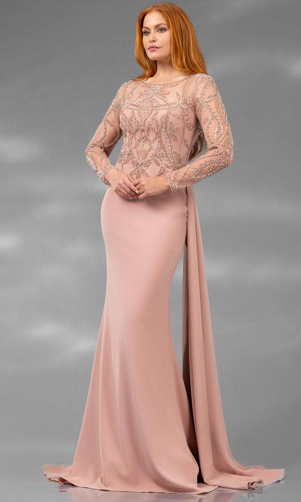 Terani Couture 251M4420 - Illusion Bateau Bead Encrusted Evening Gown - view 4