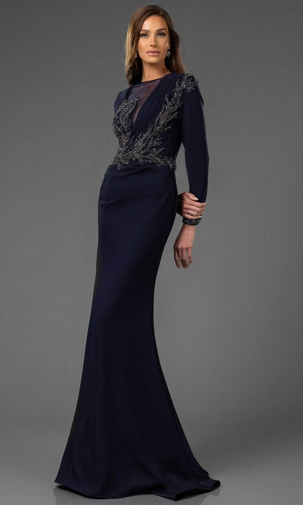 Terani Couture 251M4422 - Beaded Ornate Illusion Jewel Evening Gown - view 4