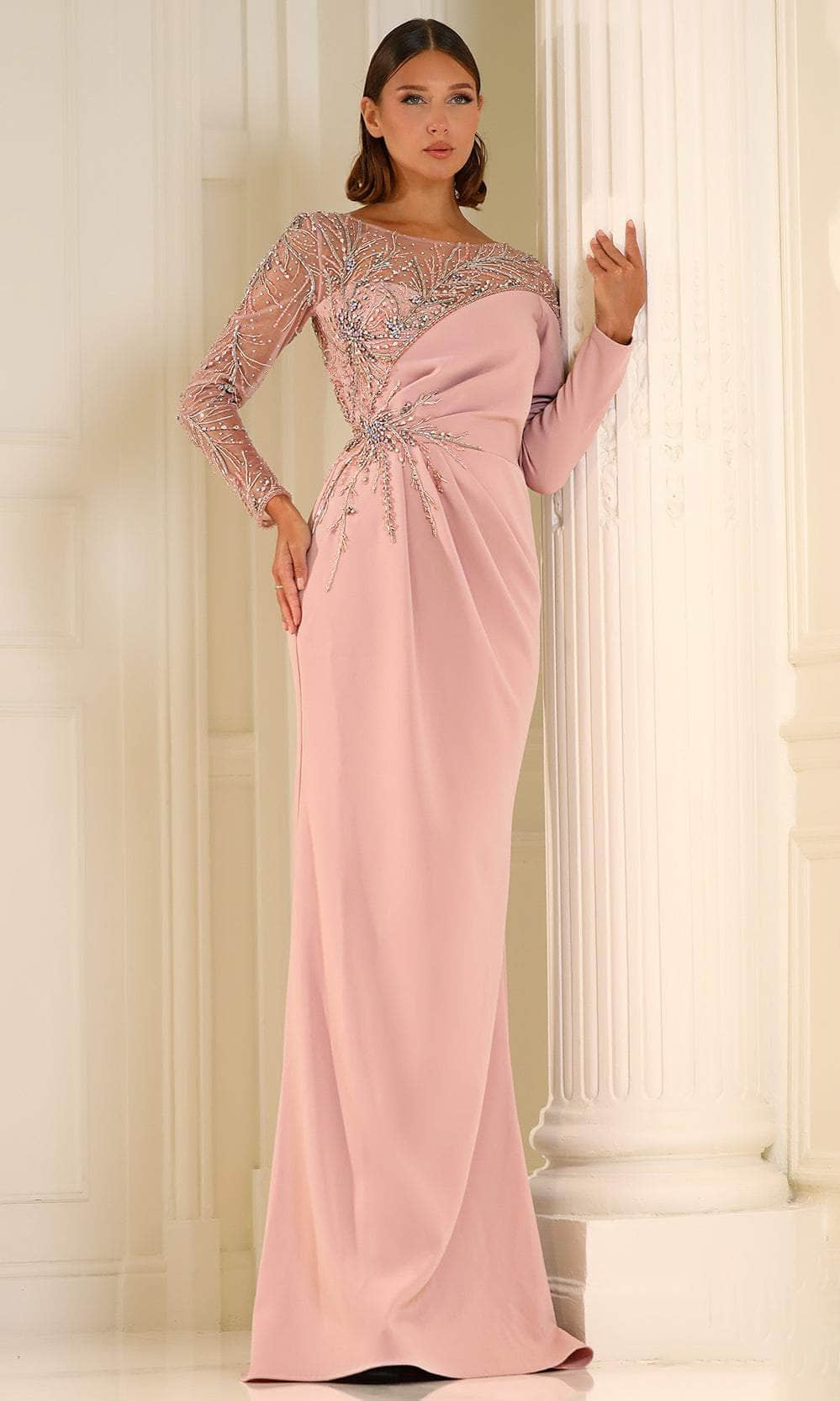 Terani 251M4423 - Beaded Illusion Bateau Gown - designer mother of the bride dress at Silhouette Dresses