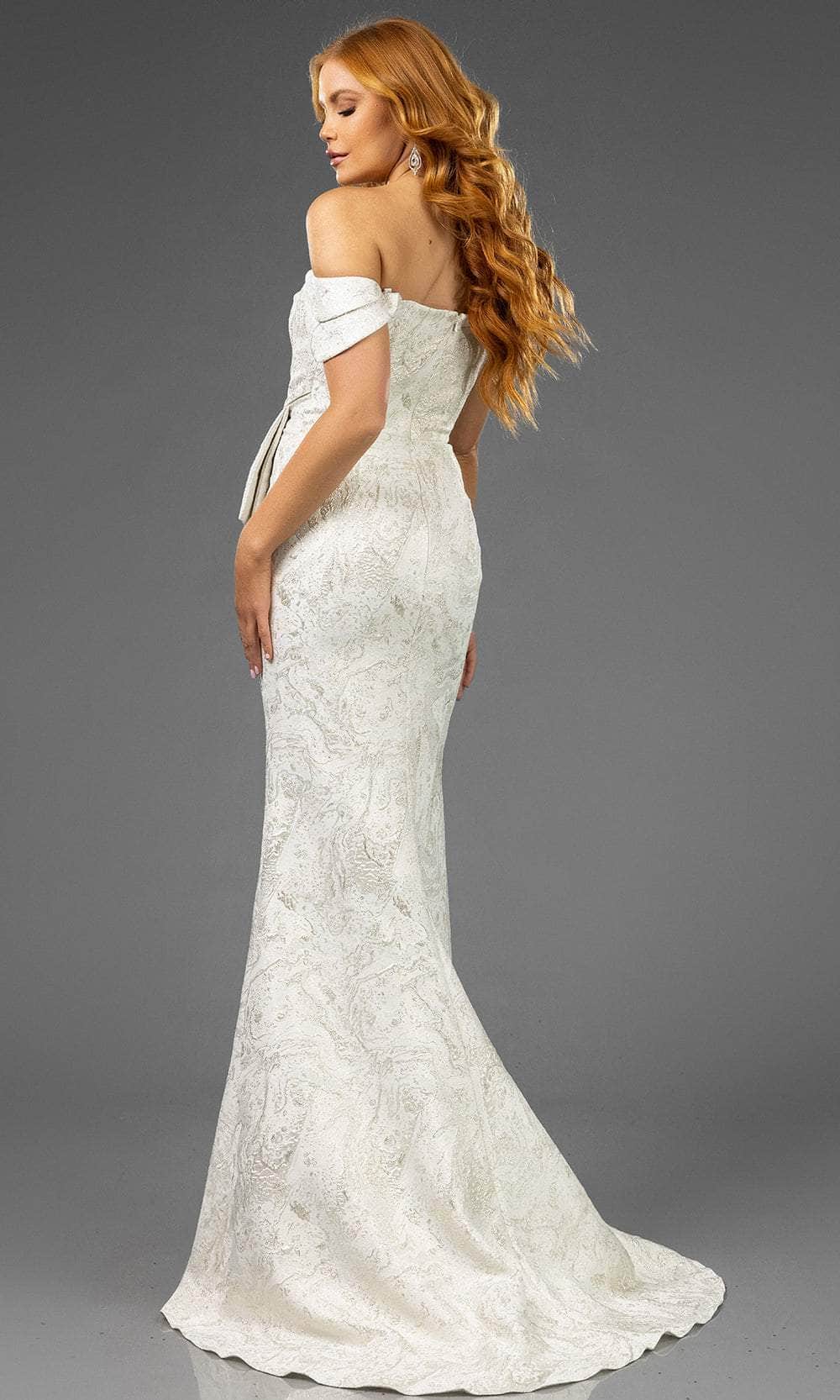 Terani Couture 251M4435 - Straight Neck Jacquard Evening Dress - back view