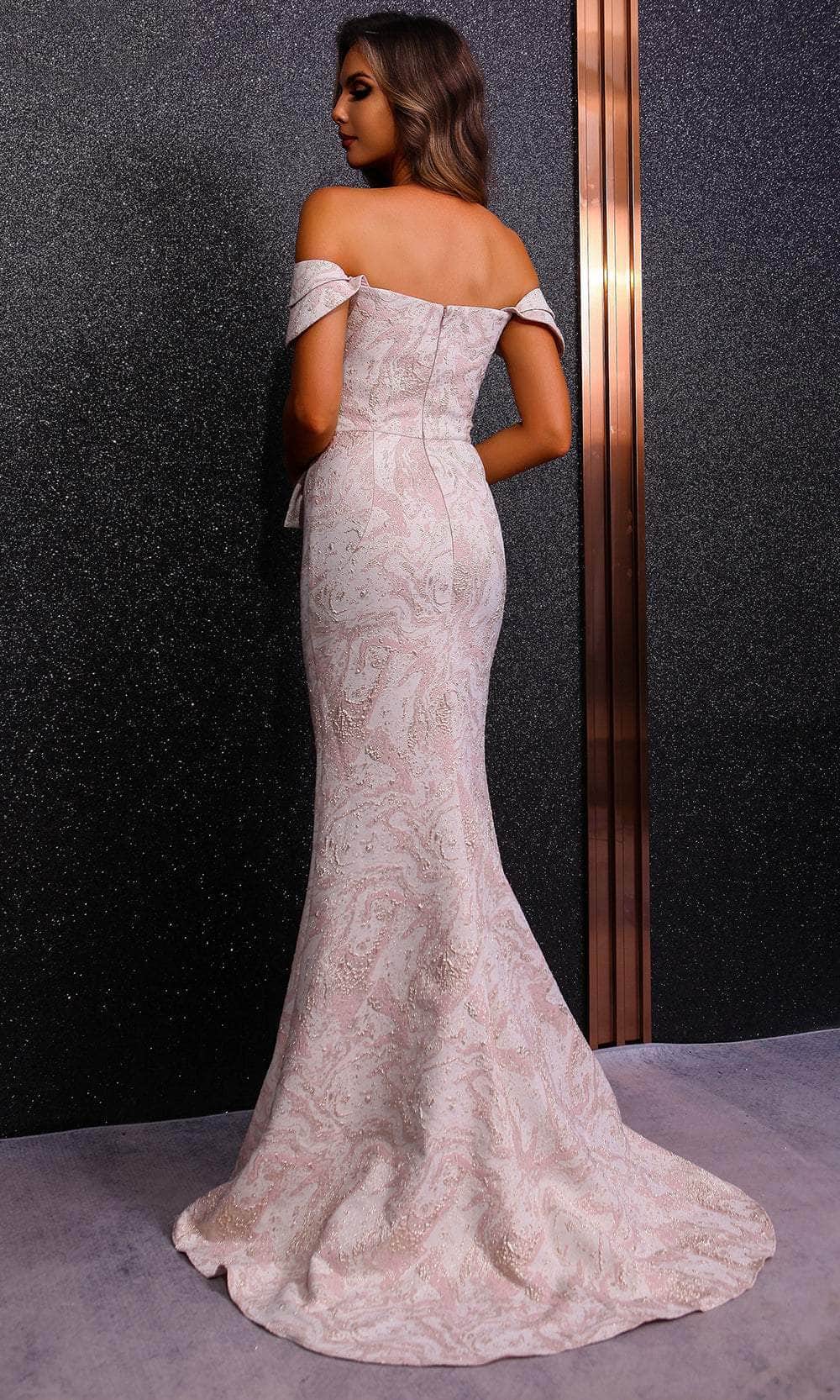Terani Couture 251M4435 - Straight Neck Jacquard Evening Dress - detail view