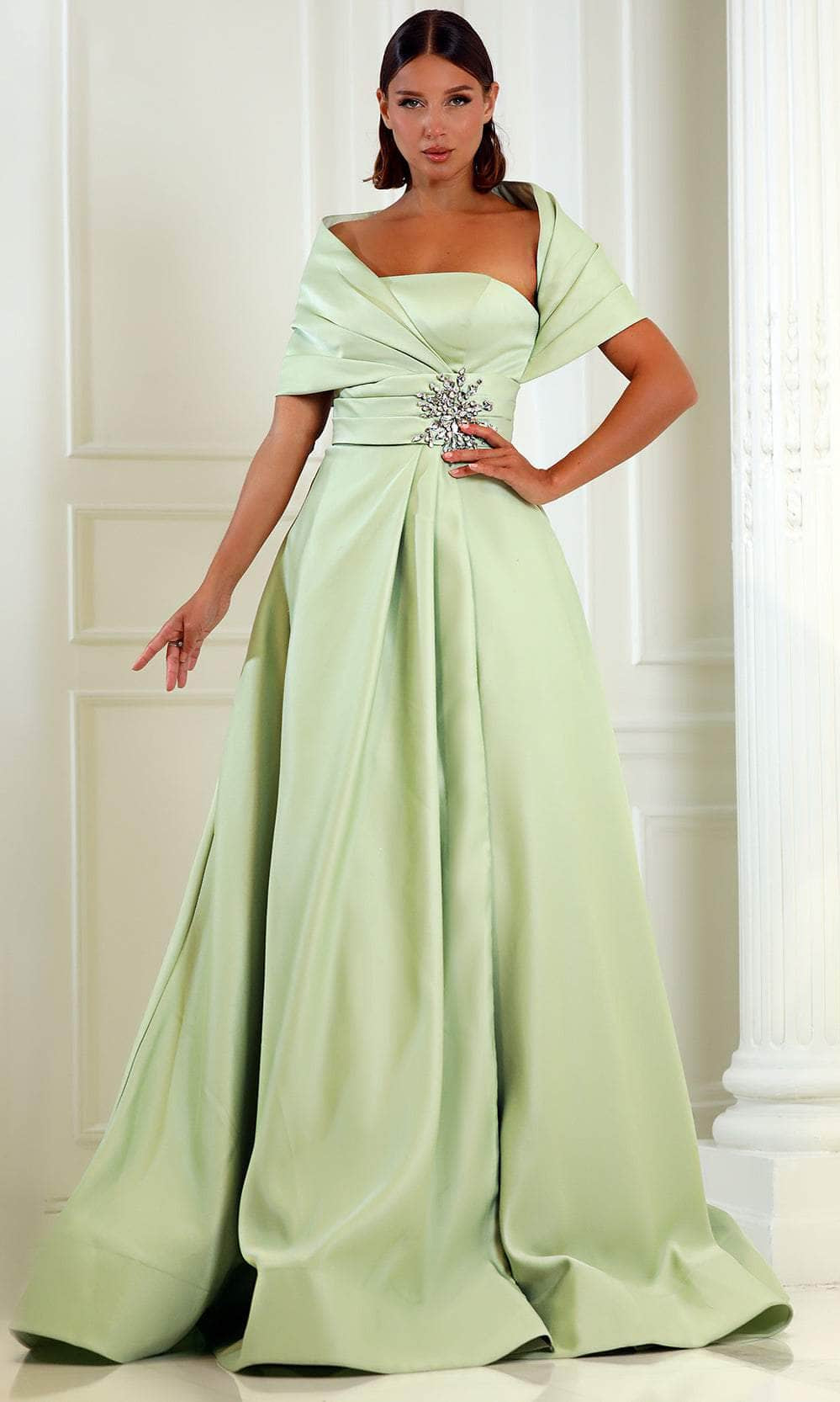 Terani Couture 251M4441 - One Sholder Pleated Waistband Evening Gown - view 9