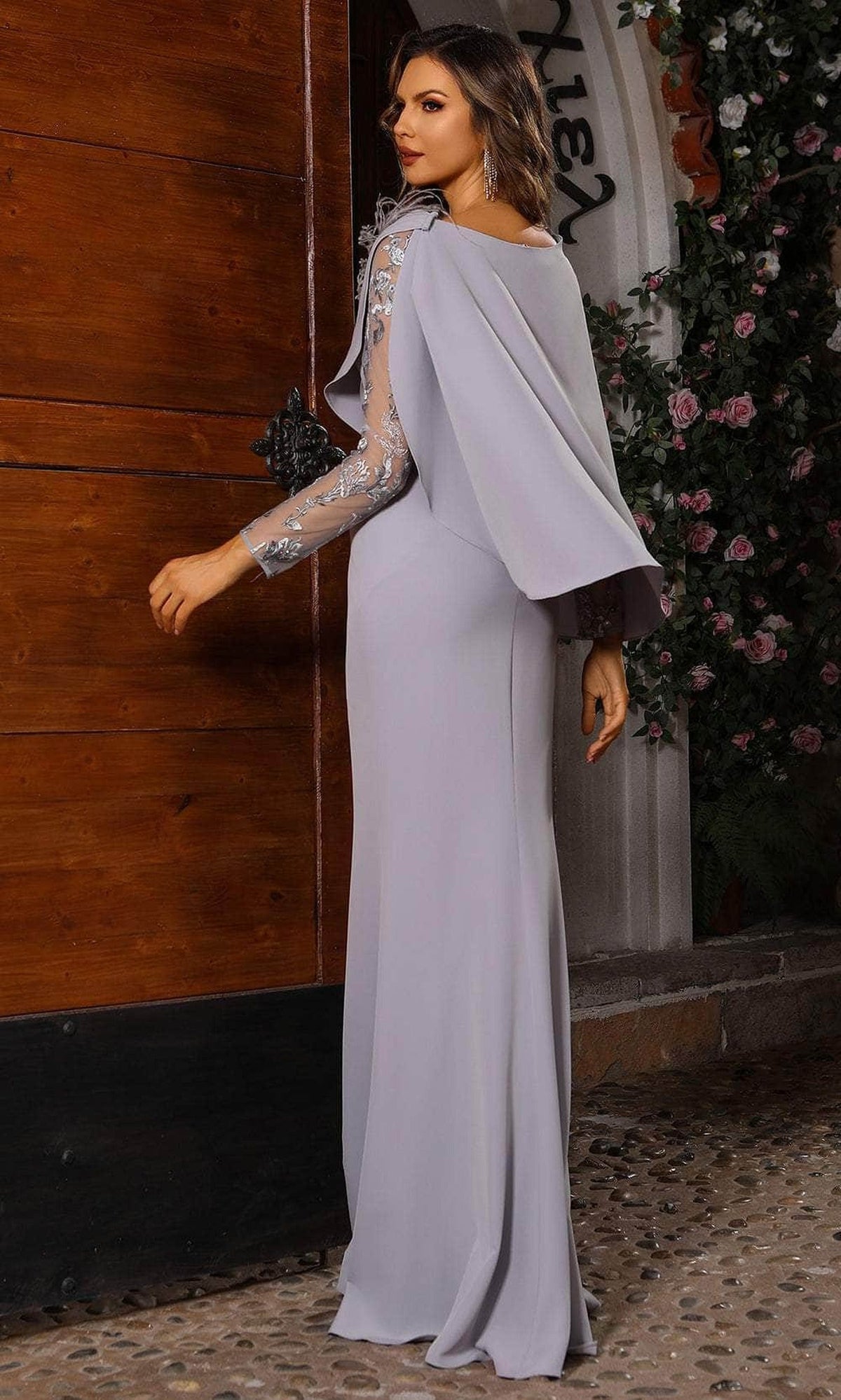 Terani Couture 251M4446 - Capelet Illusion Long Sleeve Evening Gown