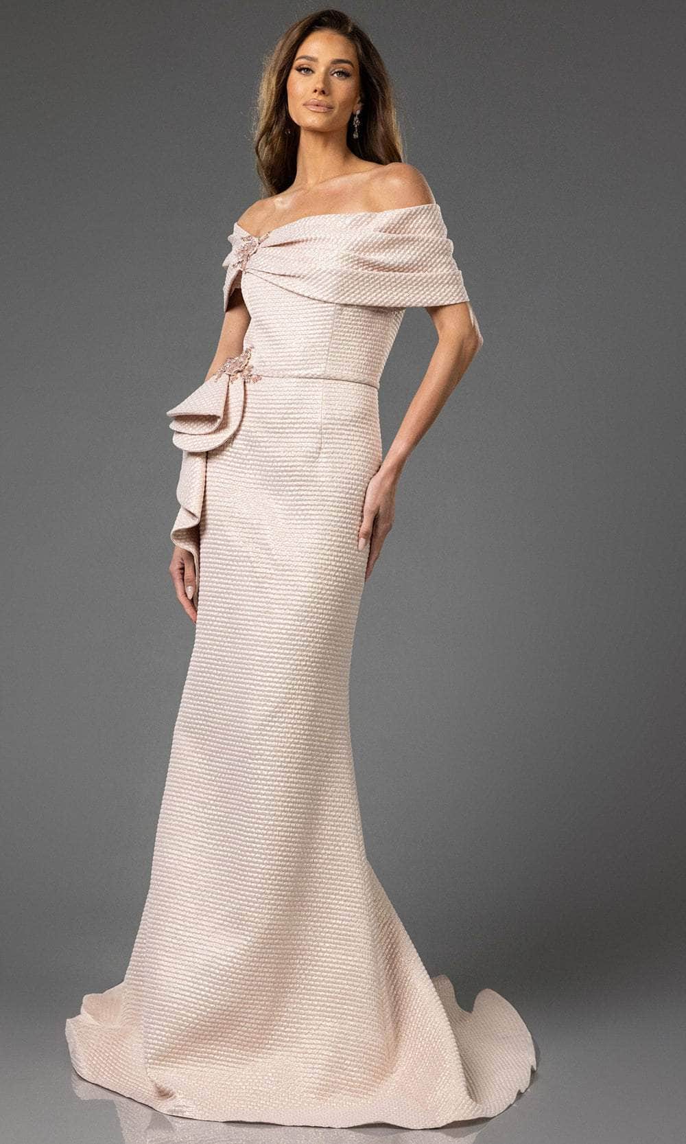 Terani Couture 251M4448 - Ruched Off Shoulder Metallic Evening Gown - view 5