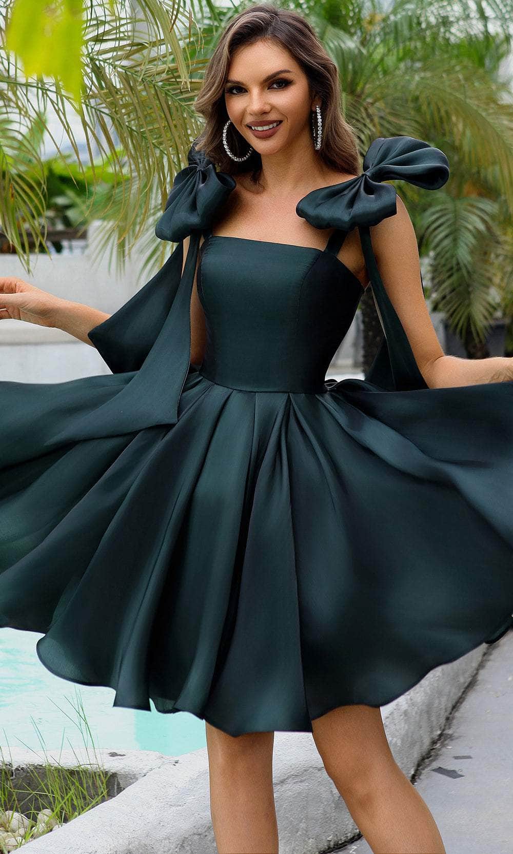 Terani Couture 251P4047 - Bow Accented Straps A-Line Cocktail Dress - view 4