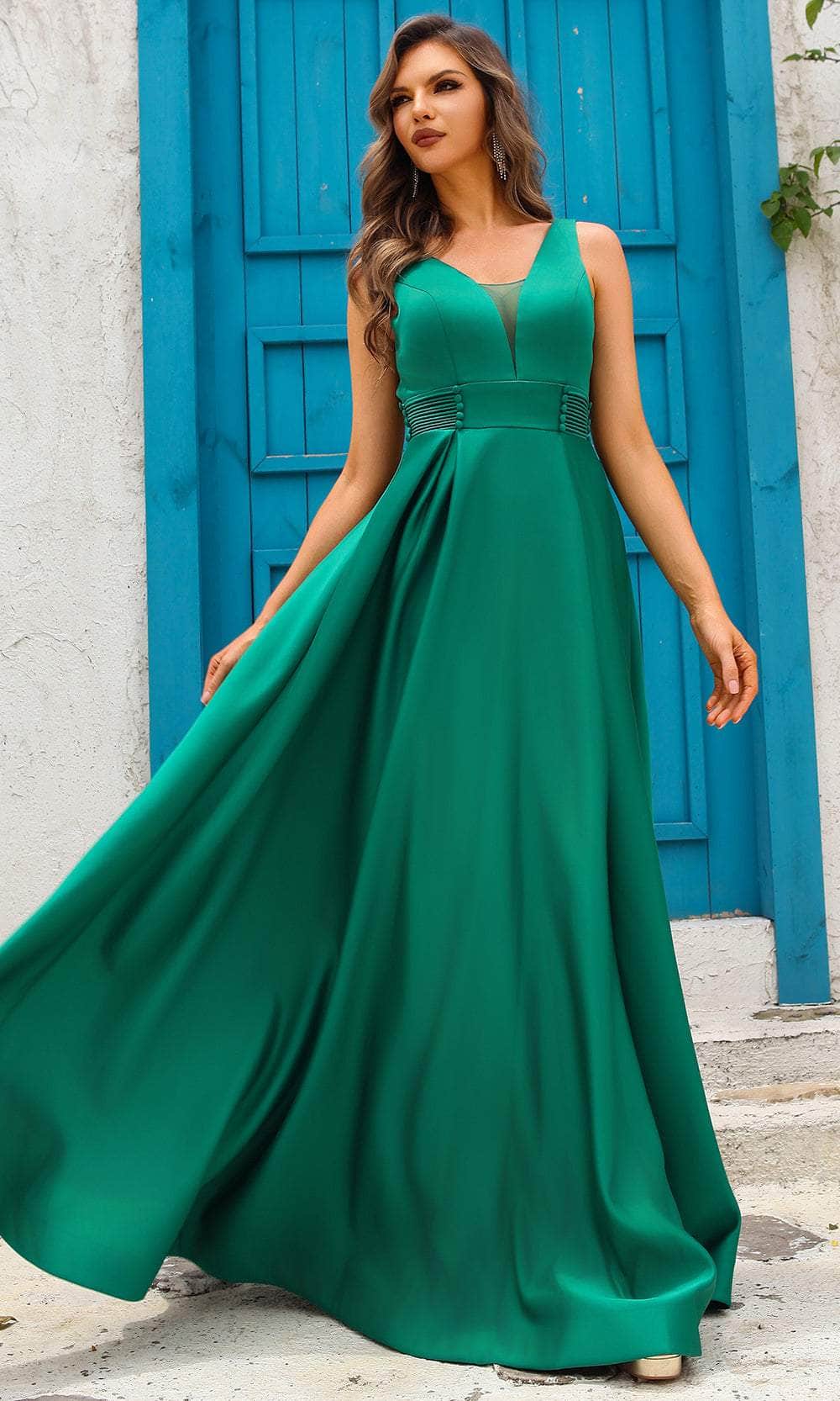 Terani Couture 251P4113 - Box Pleated Skirt Sleeveless Prom Dress - back view