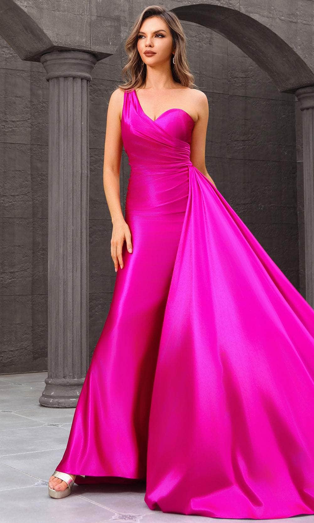 Terani Couture 251P4123 - Asymmetric Neck Side Draped Prom Dress - view 5