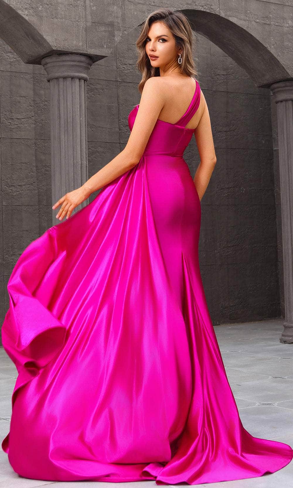 Terani Couture 251P4123 - Asymmetric Neck Side Draped Prom Dress - view 4