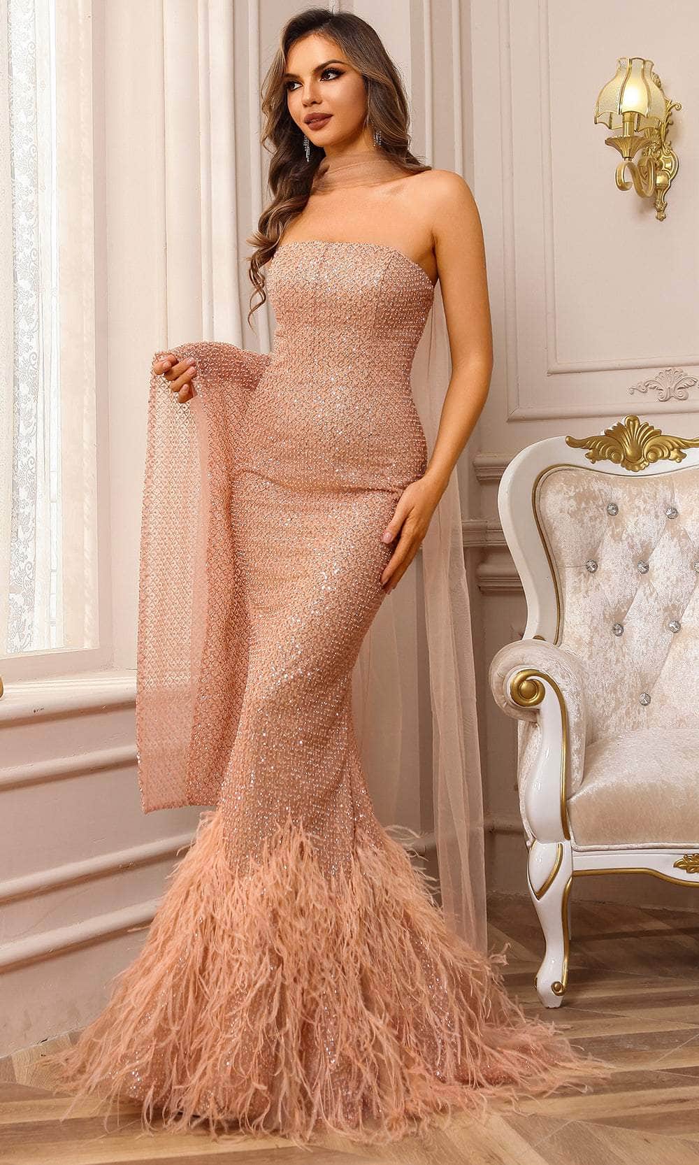 Terani Couture 251P4303 - Feathered Hem Strapless Prom Dress - view 4
