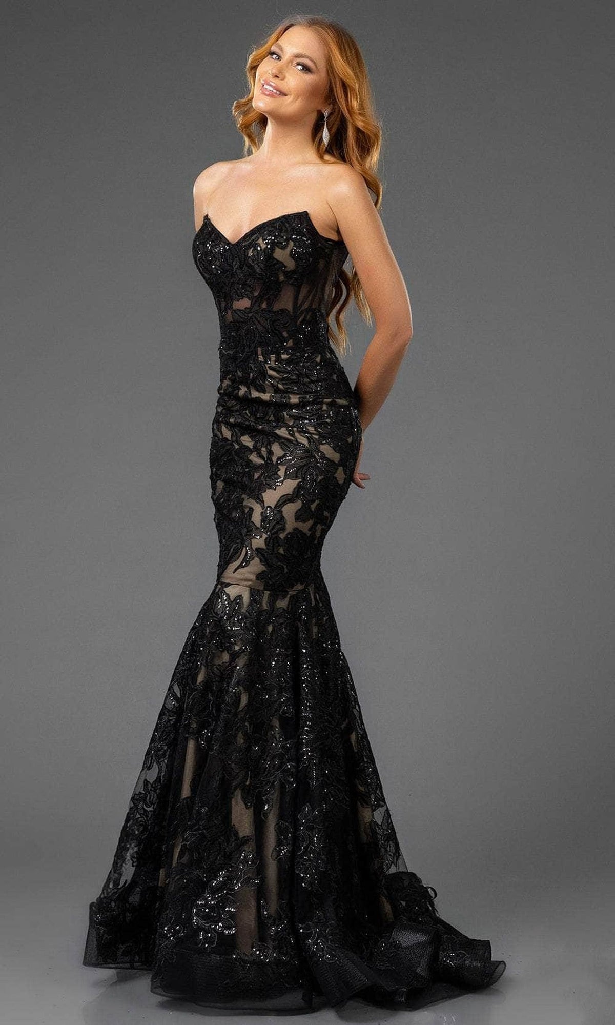 Terani Couture 251P4355 - Strapless Embroidered Bodice Prom Dress