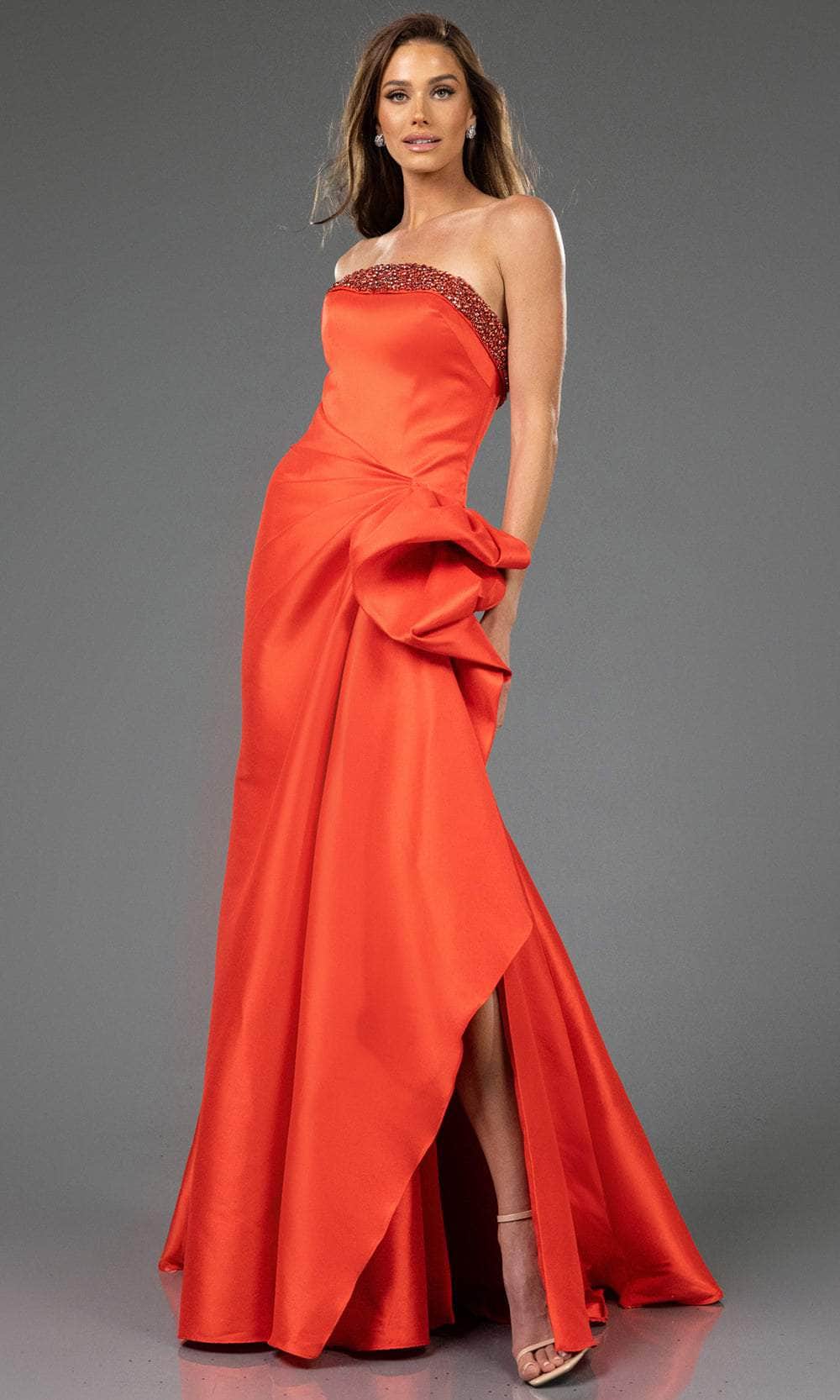 Terani Couture 252E5131 - Beaded Trim Straight Neckline Evening Gown - view 10