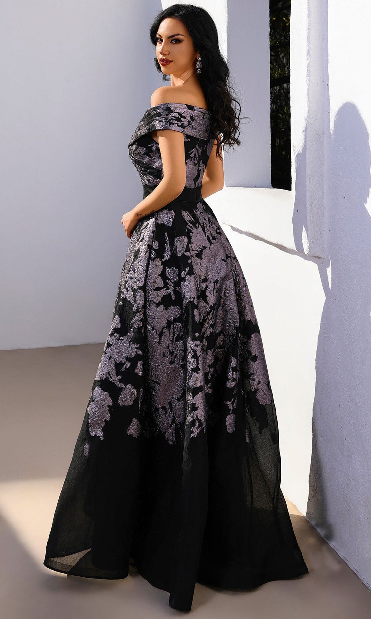 Terani Couture 252E5188 - Off Shoulder Organza Burnout Gown