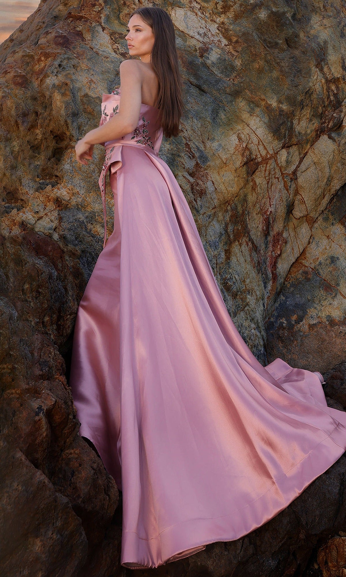 Terani Couture 252M5309 - Off Shoulder Floral Embroidered Gown