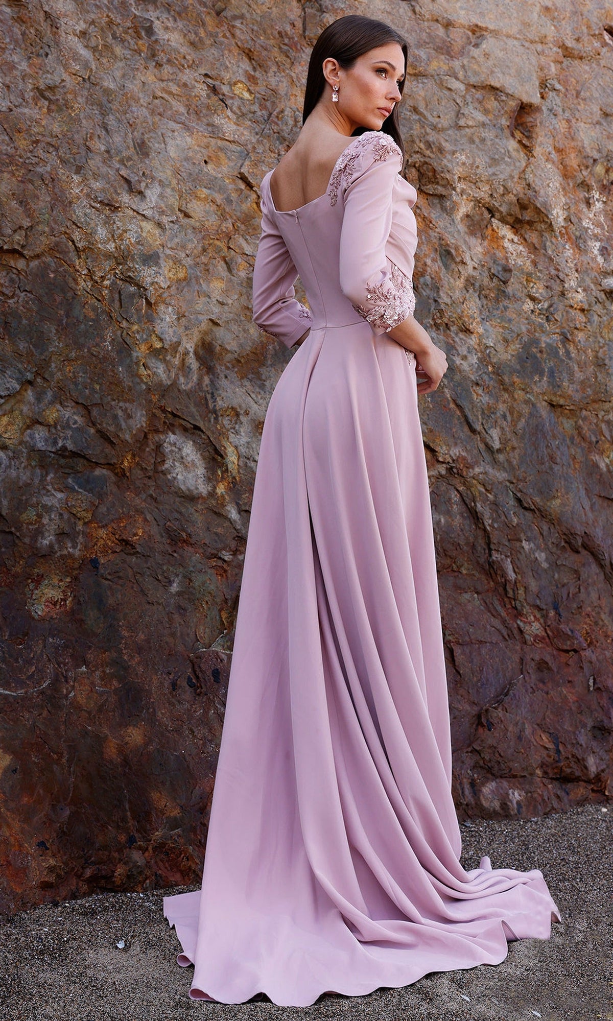 Terani Couture 252M5338 - Square Neck Floral Sequin Gown