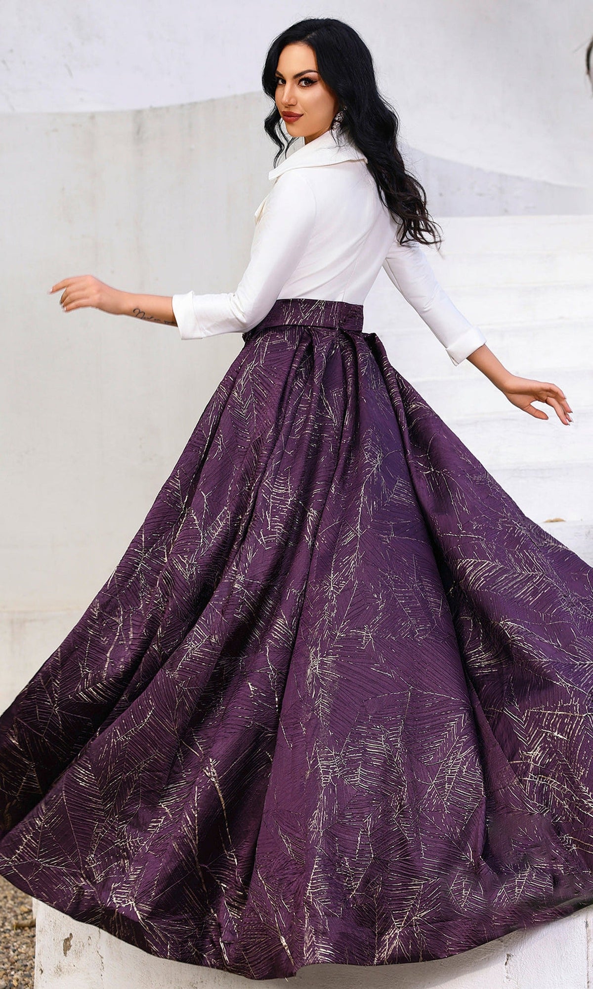 Terani Couture 252M5522 - Textured A-line Gown with Belted Waist