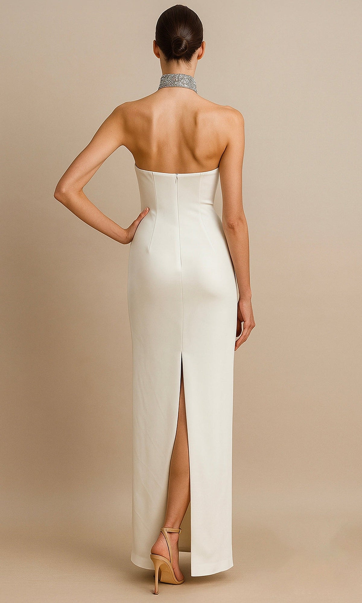 Terani Couture 261E6119 - Crystal Embellished High Neck Evening Gown