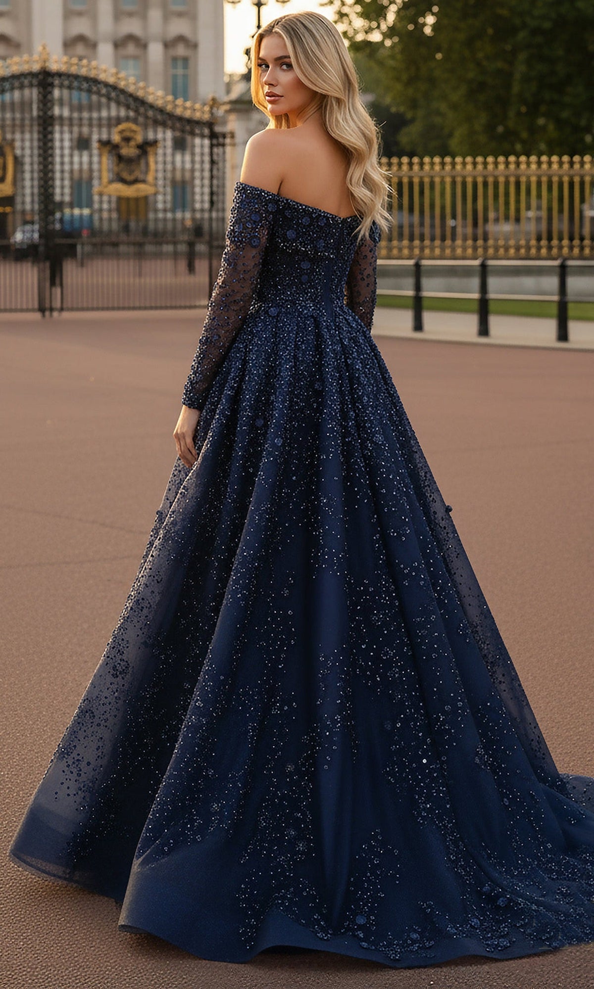 Terani Couture 261GL6659 - Off Shoulder Beaded Tulle Ballgown