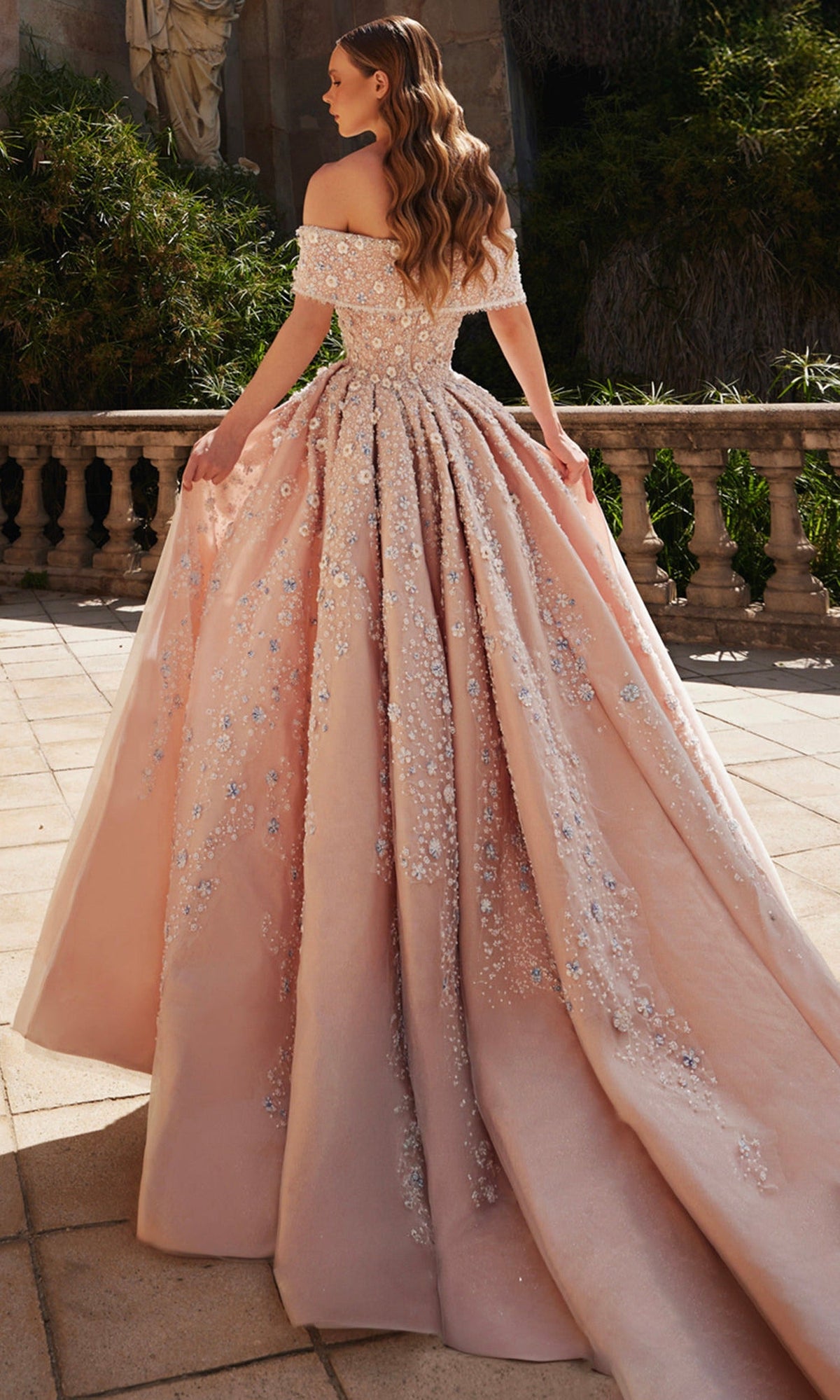 Terani Couture 261GL6659 - Off Shoulder Beaded Tulle Ballgown