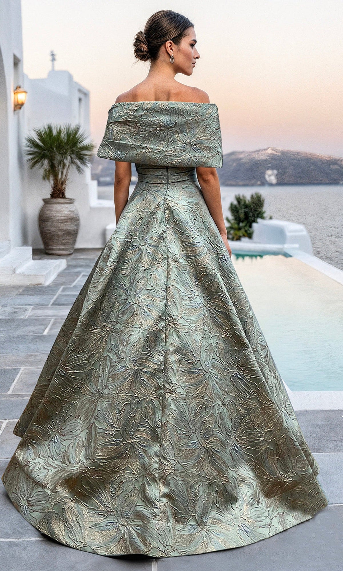 Terani Couture 261M6453 Floral Jacquard Dress