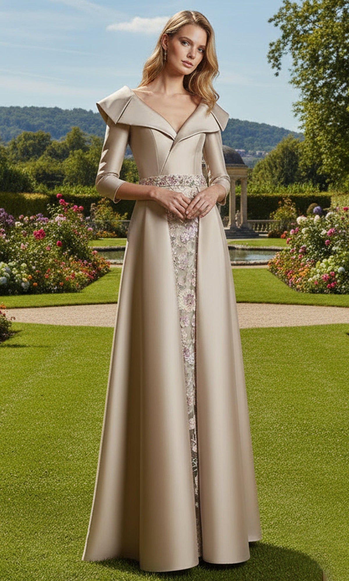 Terani Couture 261M6455 - Off Shoulder Long Sleeve Mikado Gown