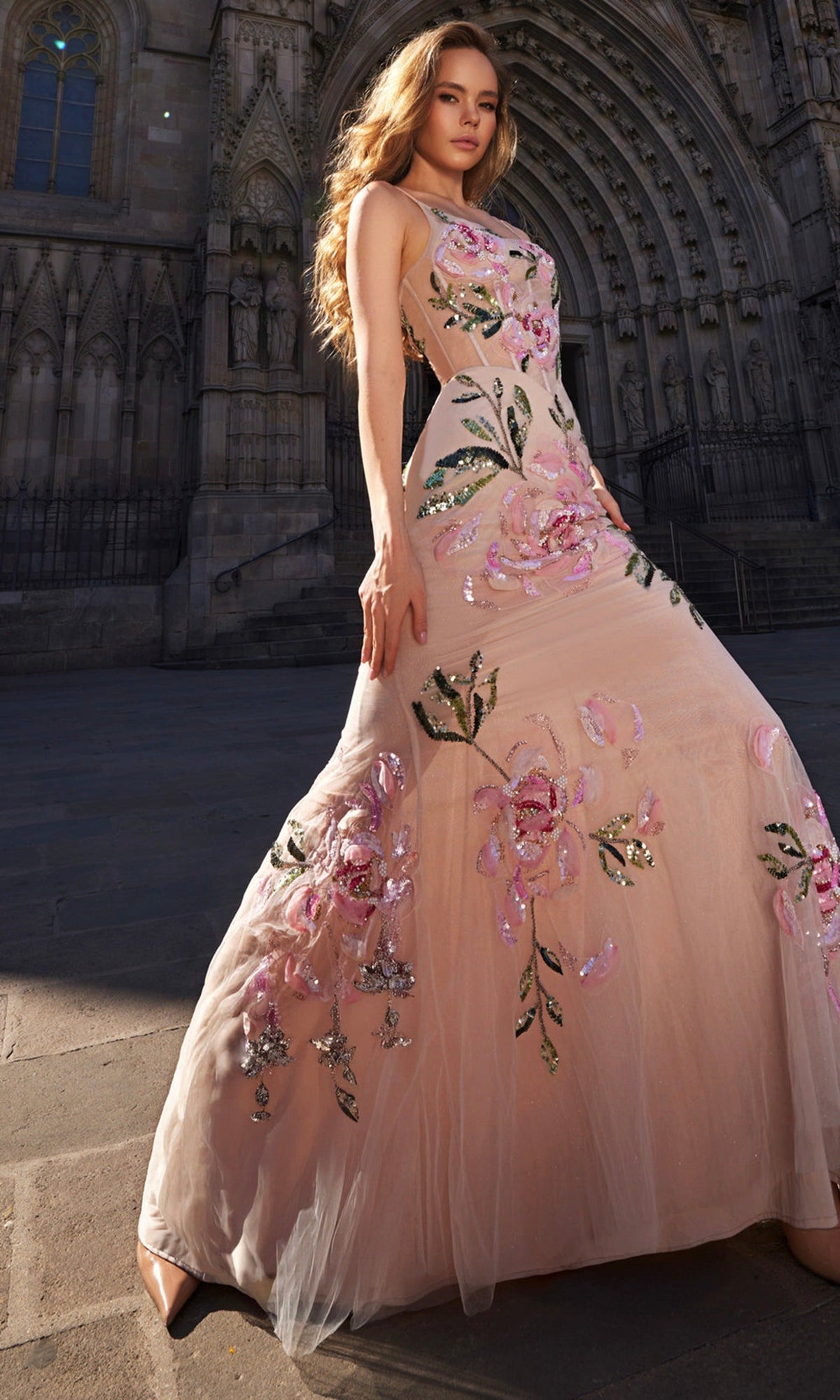 Terani Couture 261P6677 - Embroidered Floral Mermaid Prom Gown