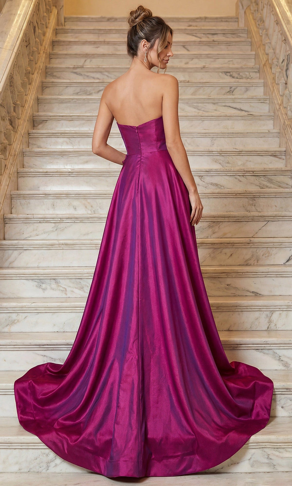 Terani Couture 262E7082 - Strapless Floral Waist Evening Gown