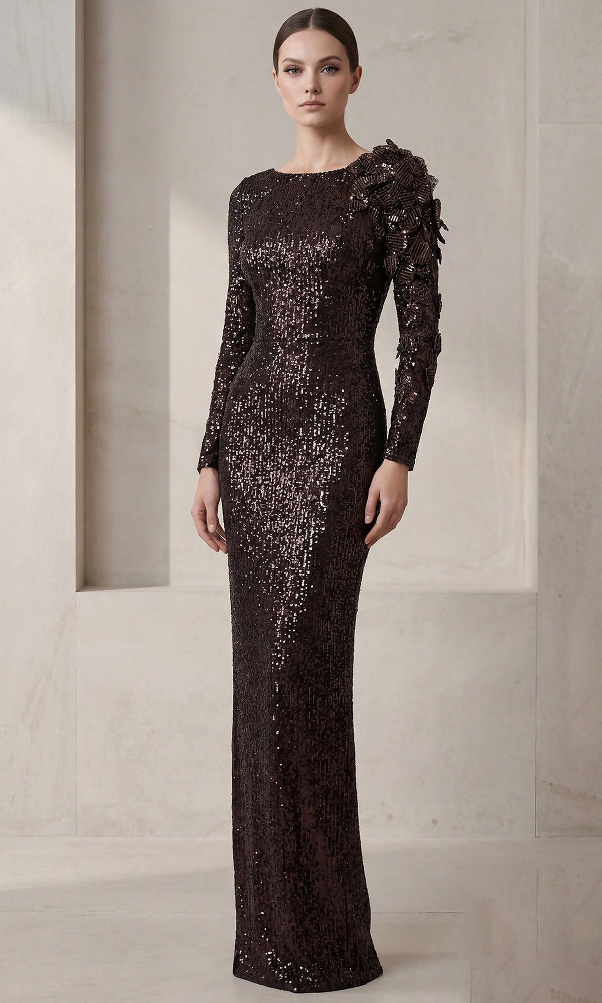 Terani Couture 262E7106 - Allover Sequin Column Evening Gown
