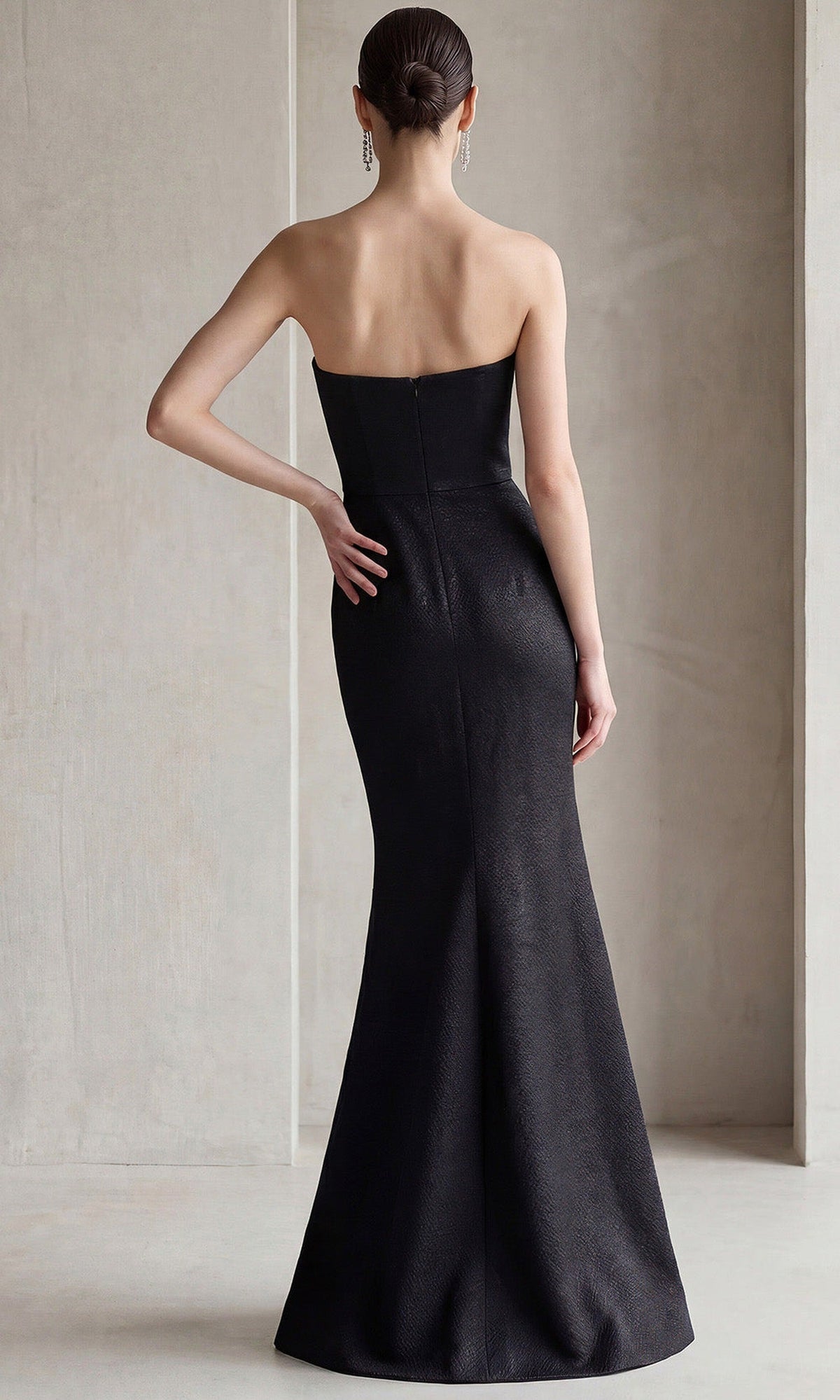 Terani Couture 262E7107 - Jacquard Beaded Neckline Evening Gown