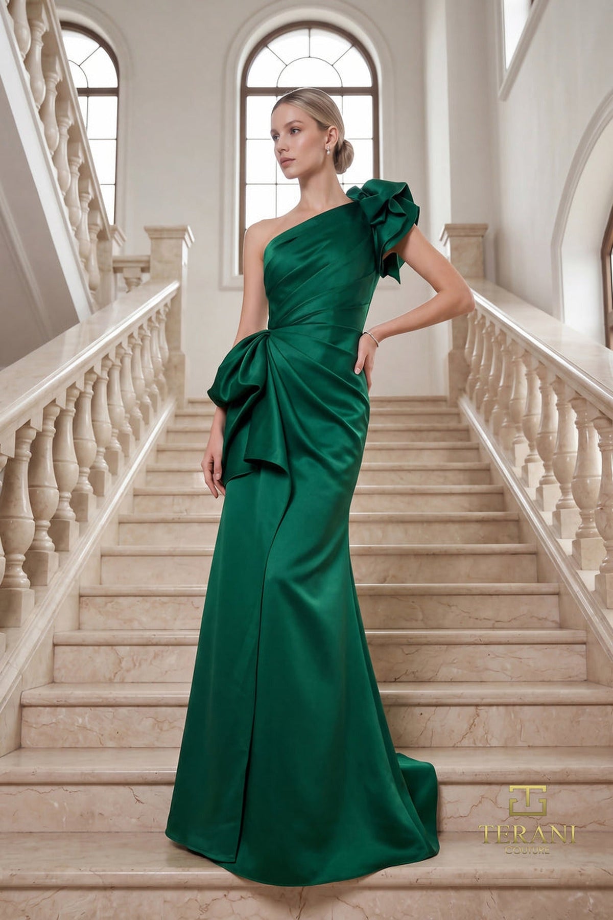 Terani Couture 262E7132 - One Shoulder Ruched Evening Gown