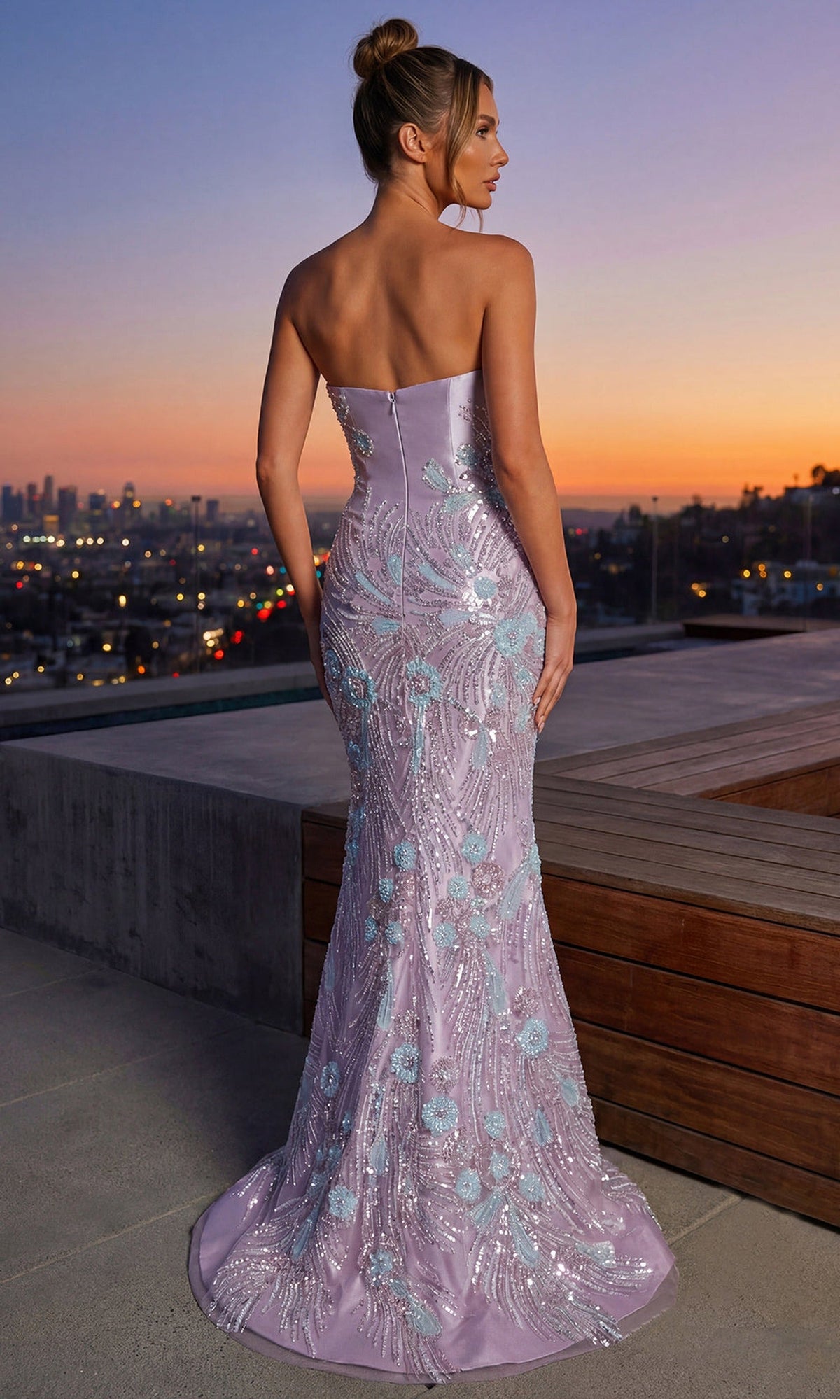 Terani Couture 262E7542 - Floral Beaded Trumpet Evening Gown