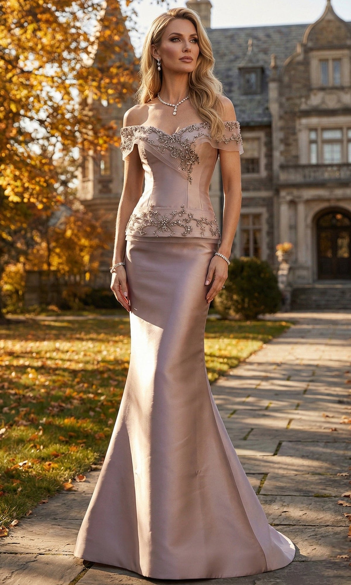 Terani Couture 262M7297 - Jeweled Accent Off Shoulder Formal Gown - Silhouette Dresses