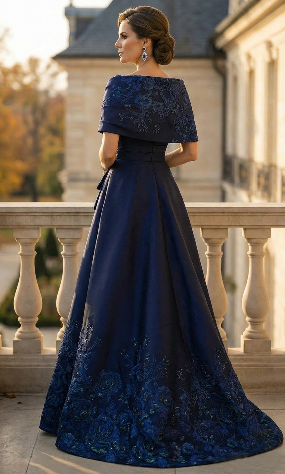 Terani Couture 262M7323 - Floral Jacquard Pleated Waist A-Line Gown