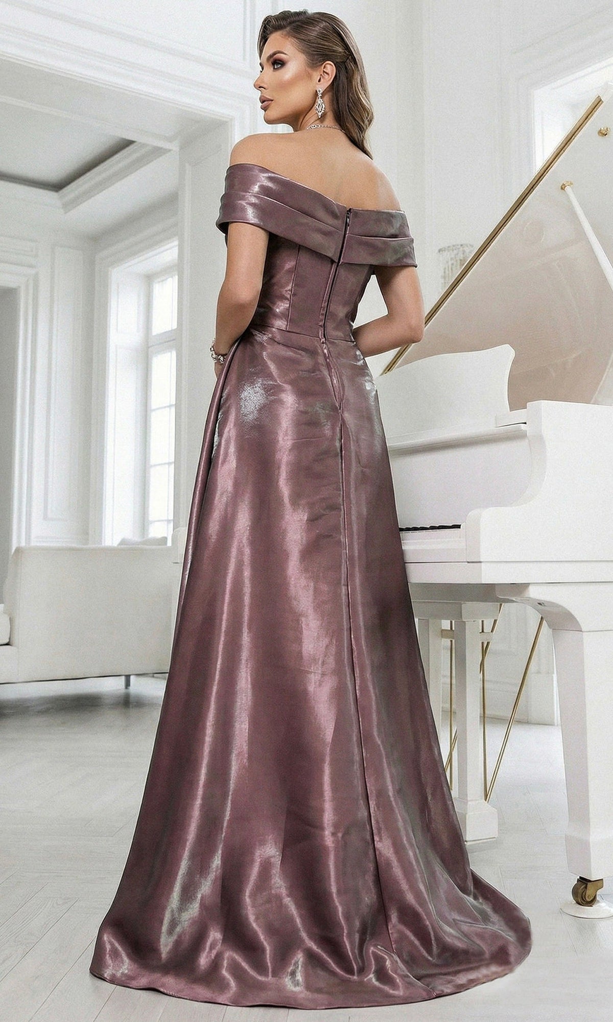 Terani Couture 262M7326 - Pleated Bodice Mirror Organza Formal Gown