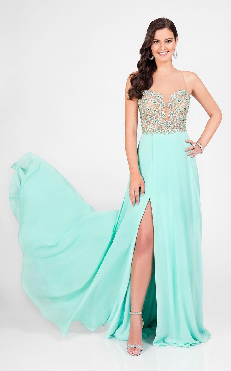 Terani Couture - Illusion Sweetheart Chiffon Gown 1712P2512 - view 9