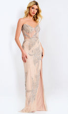 Jovani 38812 - Illusion Bodice Beaded Floral Strapless Gown - designer prom dress at Silhouette Dresses