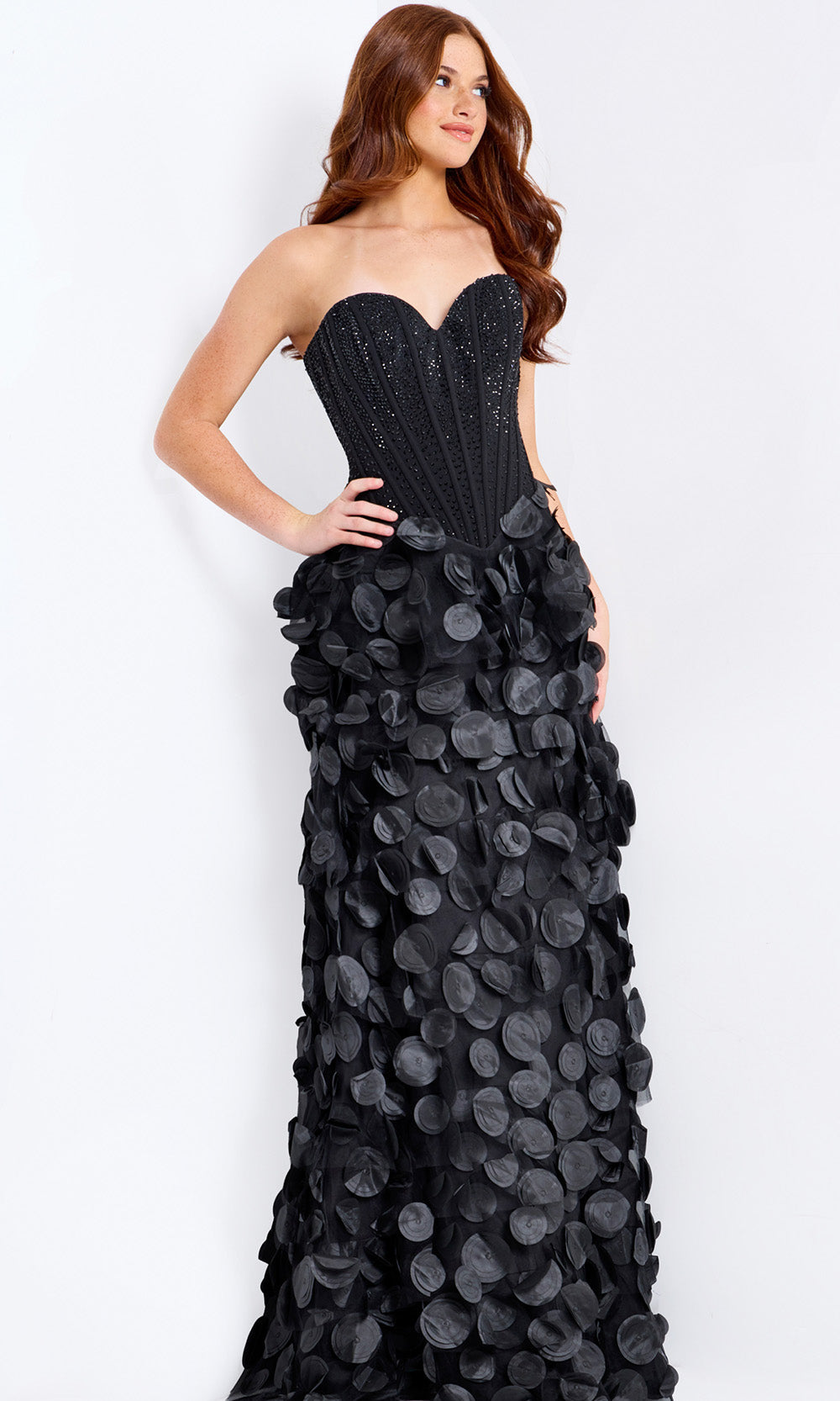 Jovani 49384 - 3D Petal Skirt Strapless Prom Dress - view 7