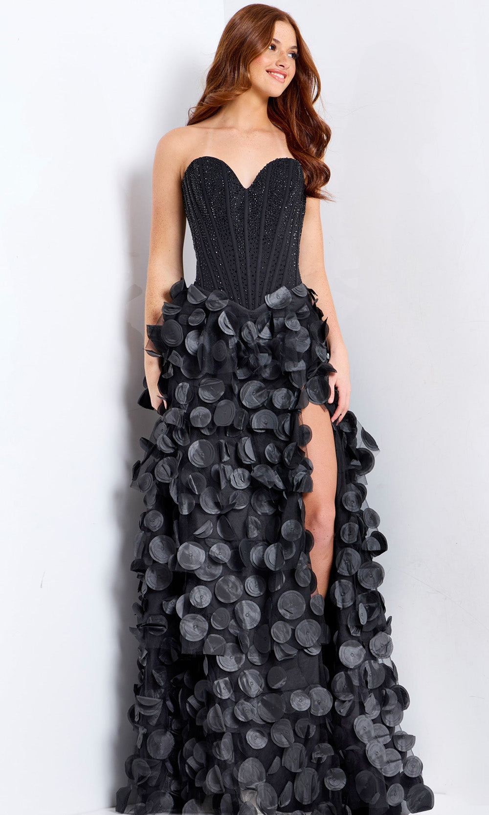 Jovani 49384 - 3D Petal Skirt Strapless Prom Dress - view 5