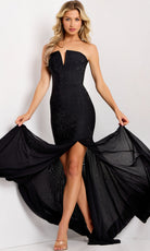 Jovani 49147 - Beaded V-Neck Sheer Skirt Dress - designer prom dress at Silhouette Dresses