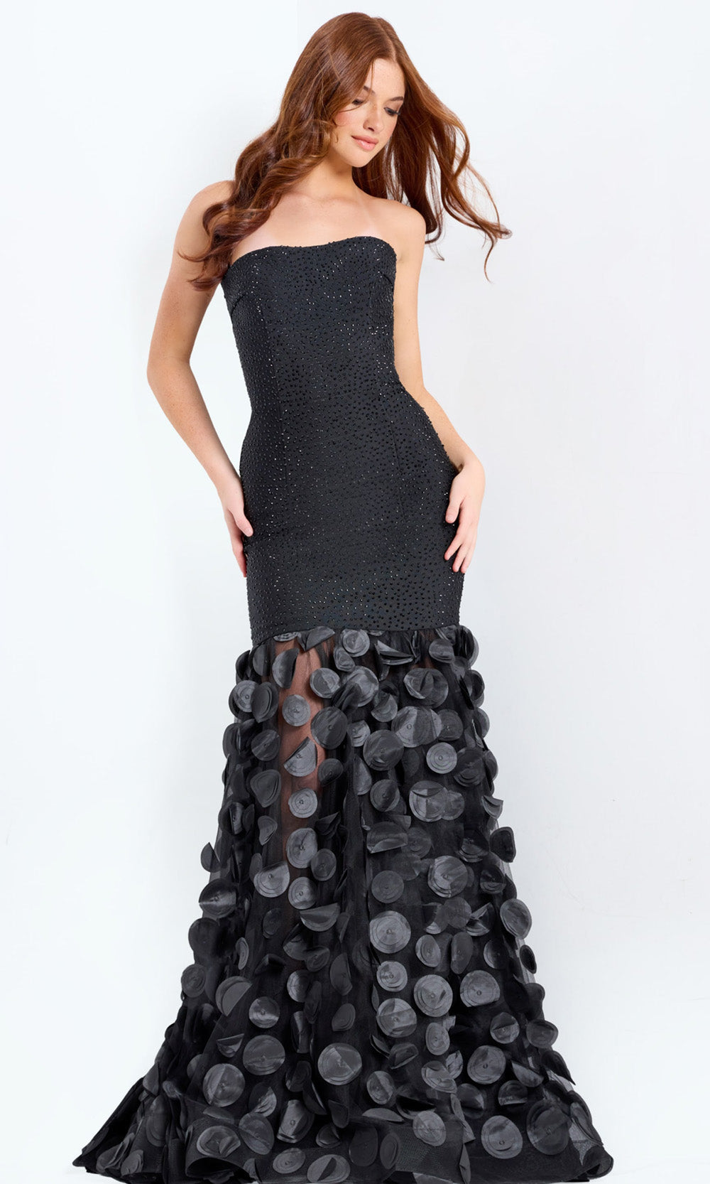 Jovani 49344 - Semi-Sweetheart Beaded Gown with Circular Accents - back view