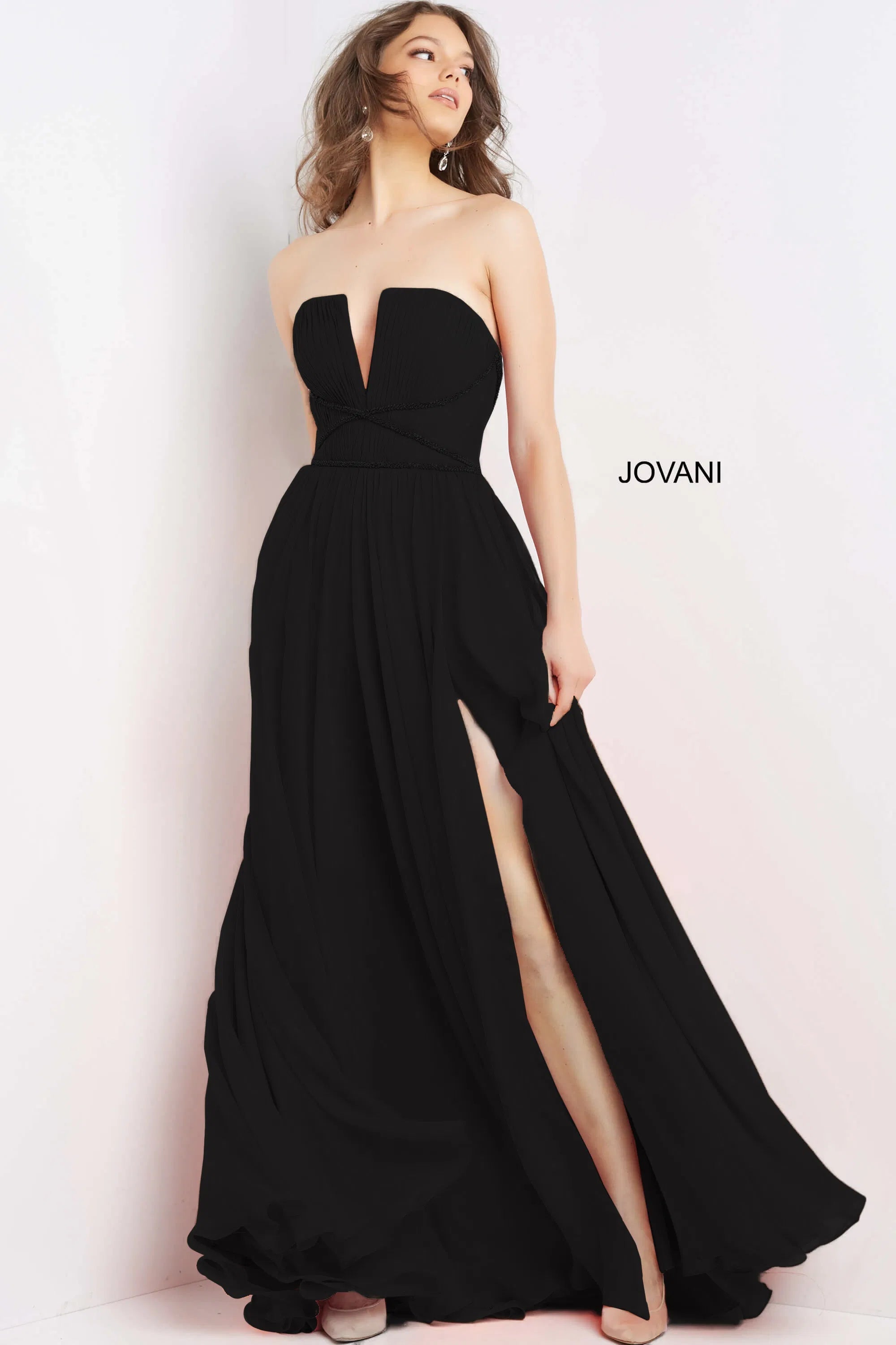 Jovani - 05971 Strapless Pleated Chiffon Gown - designer prom dress at Silhouette Dresses