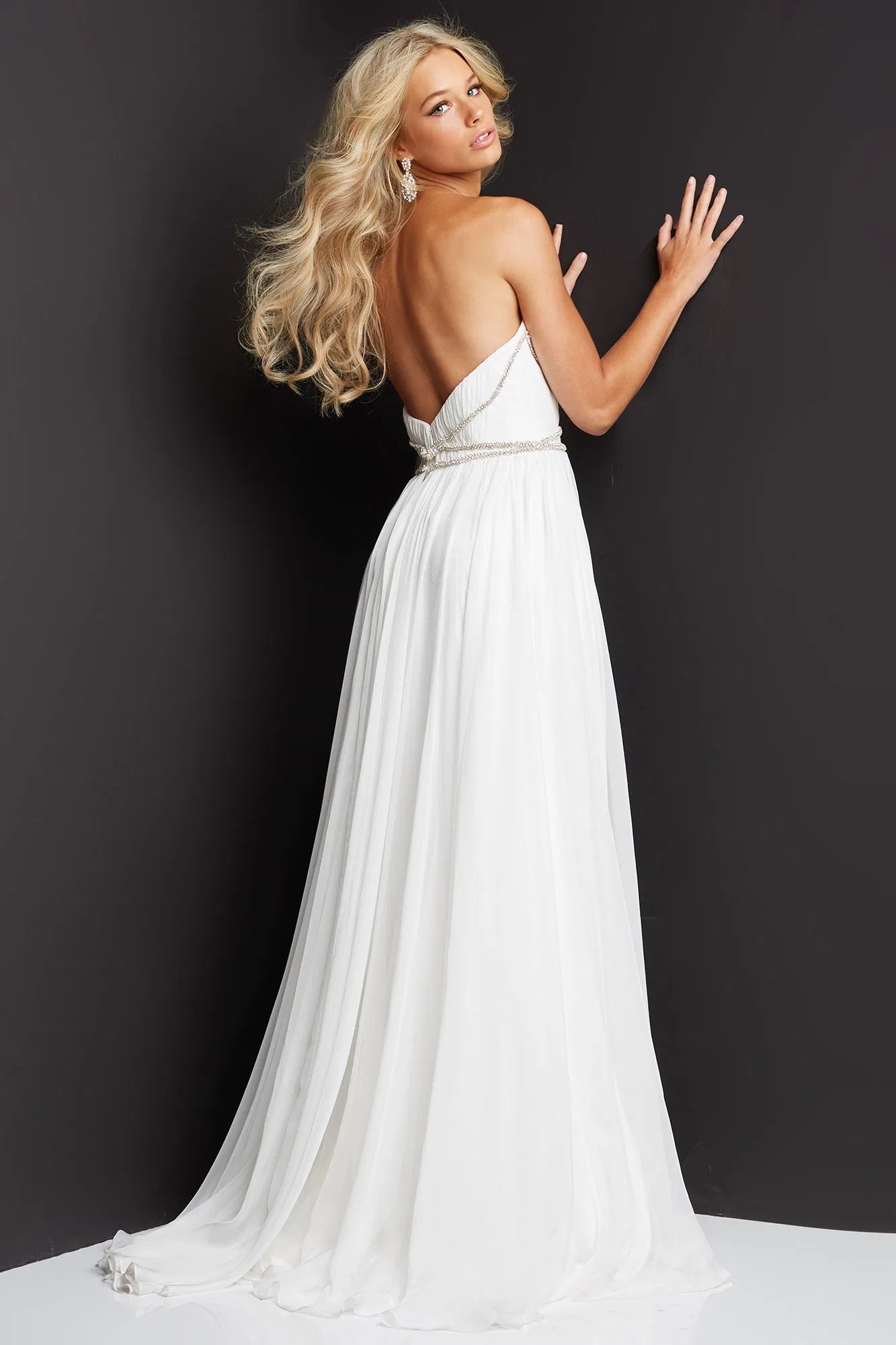Jovani - 05971 Strapless Pleated Chiffon Gown - view 5