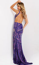 Jovani 47793 - Multicolor Sequin Open Back Prom Dress - back view