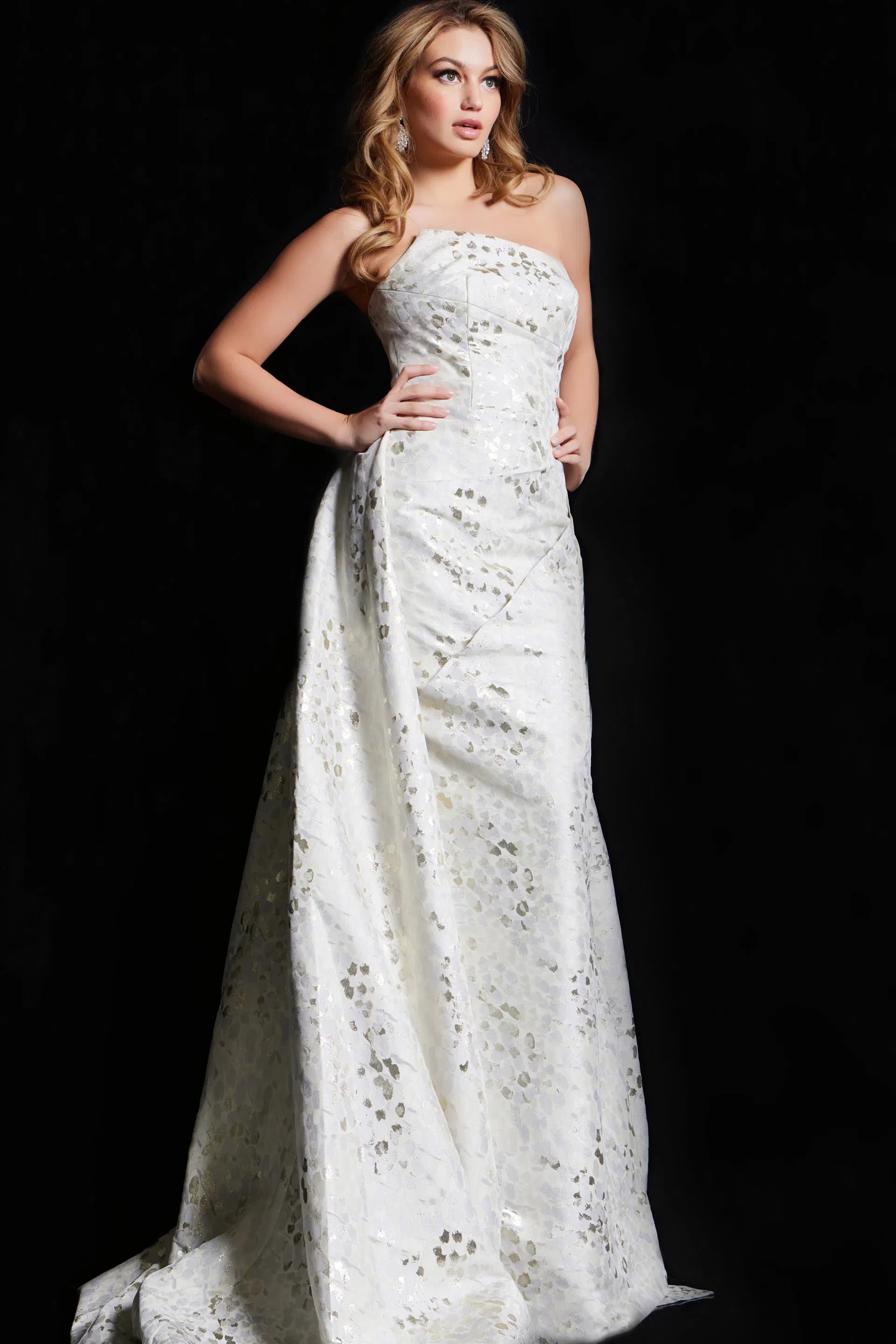 Jovani 06255 - Strapless Straight Across Neck Evening Gown - view 6