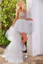 Jovani - 07231 Beaded High Low Tulle Gown - view 4