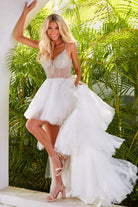 Jovani - 07231 Beaded High Low Tulle Gown - detail view