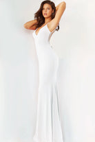 Jovani - 07297 Plunging V-Neck Plus Size Prom Trumpet Dress - view 8