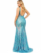 Jovani 08099 - Iridescent V-Neck Evening Gown - view 8