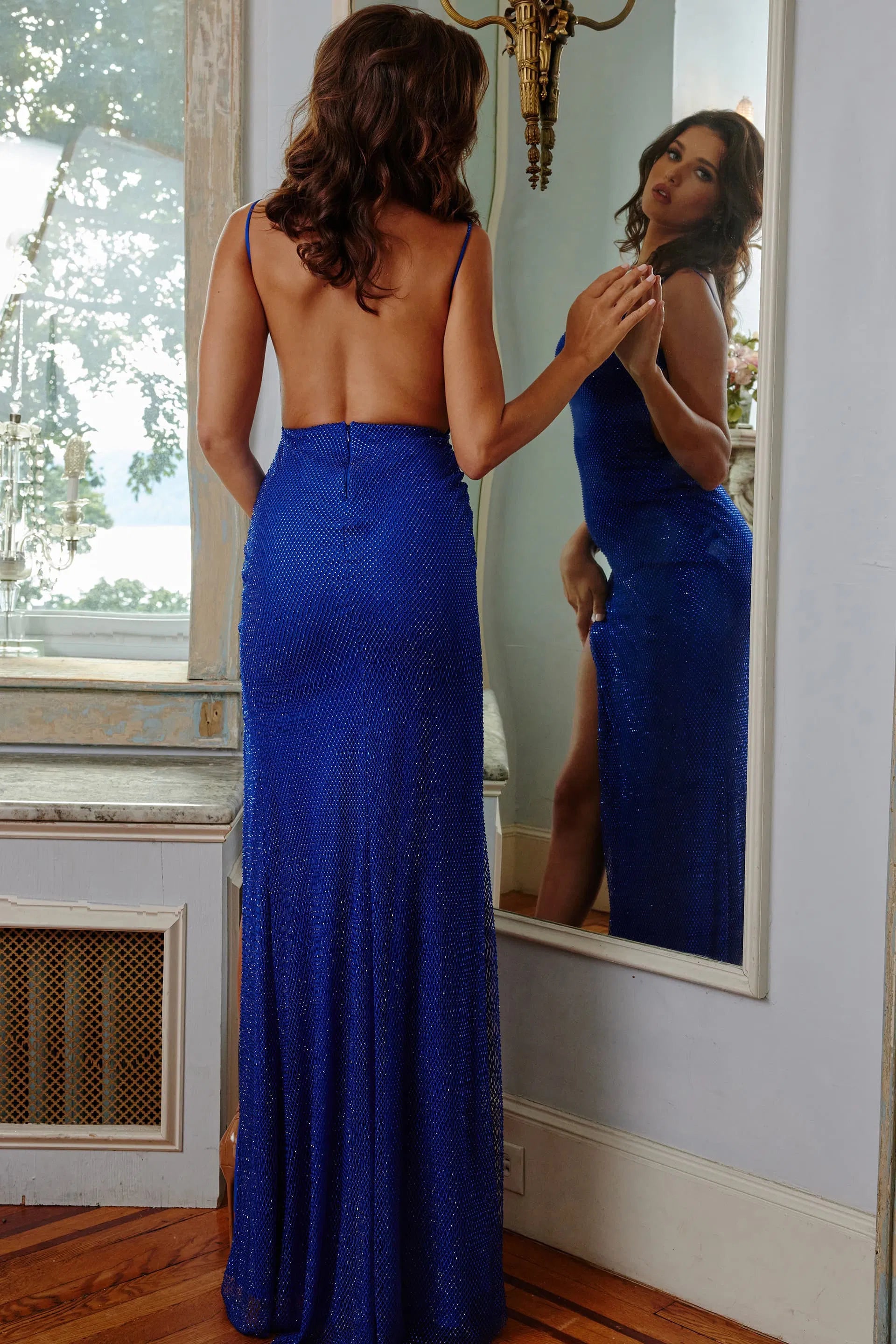 Jovani 08139 - Stylized Strap Backless Prom Dress - view 9